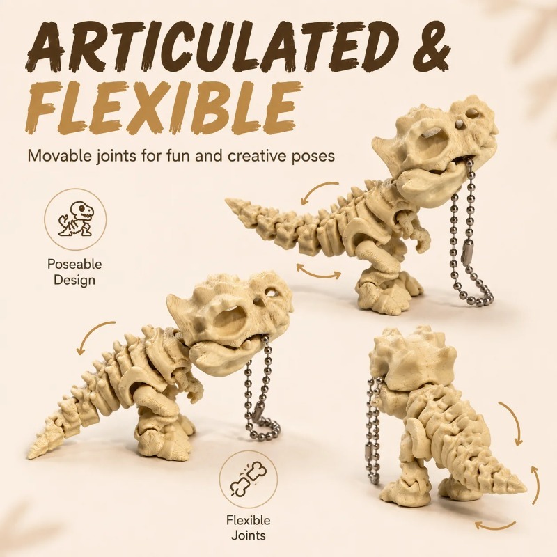Nowy model szkieletu Tyranozau – 3D Printing Keychain recenzja i cena